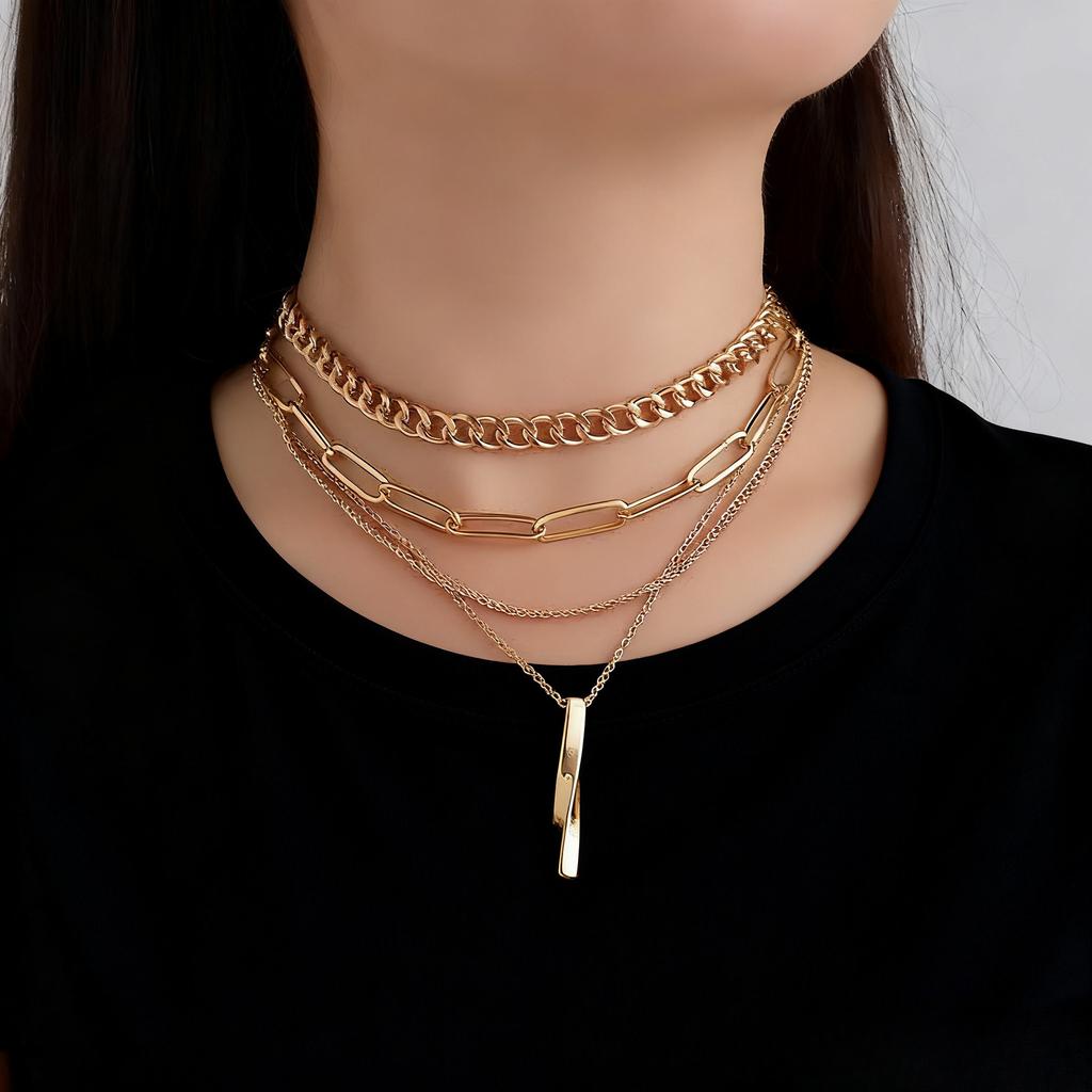 Accessories Female Creative Twisted Metal Rod Tassel Tide Cool Necklace Design Geometric Items