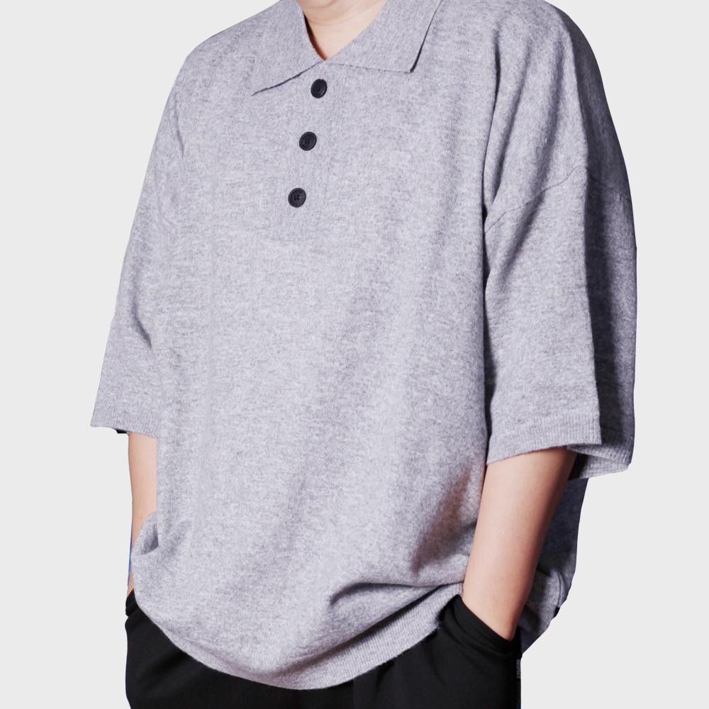 Respect Balloon Oversize Cashlike Half Knit (Grey) M