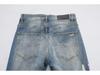 Men's Light Blue Ripped Patch Slim Fit Jeans - Hip Hop Style, Slightly Elastic, European & American High-Street Fashion