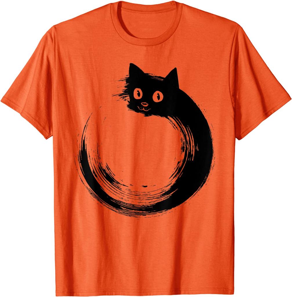 Söt Katt Zen Cirkel Meditation T-Shirt Rolig Tryckt T-shirt Bomulls T-shirts för Män Födelsedag