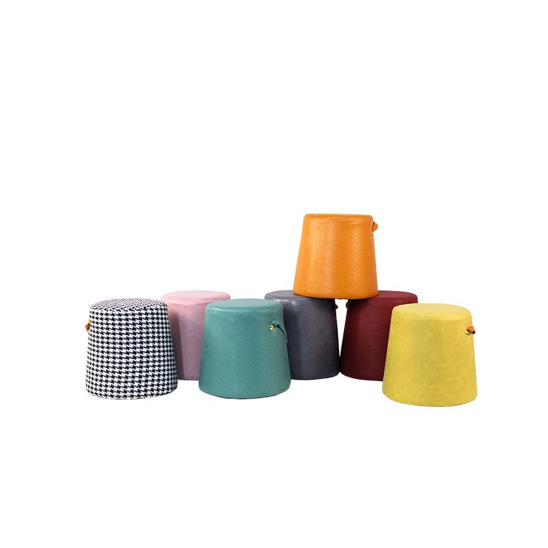 Houndstooth Ottoman: Luxury Solid Wood Low Stool for Living Room