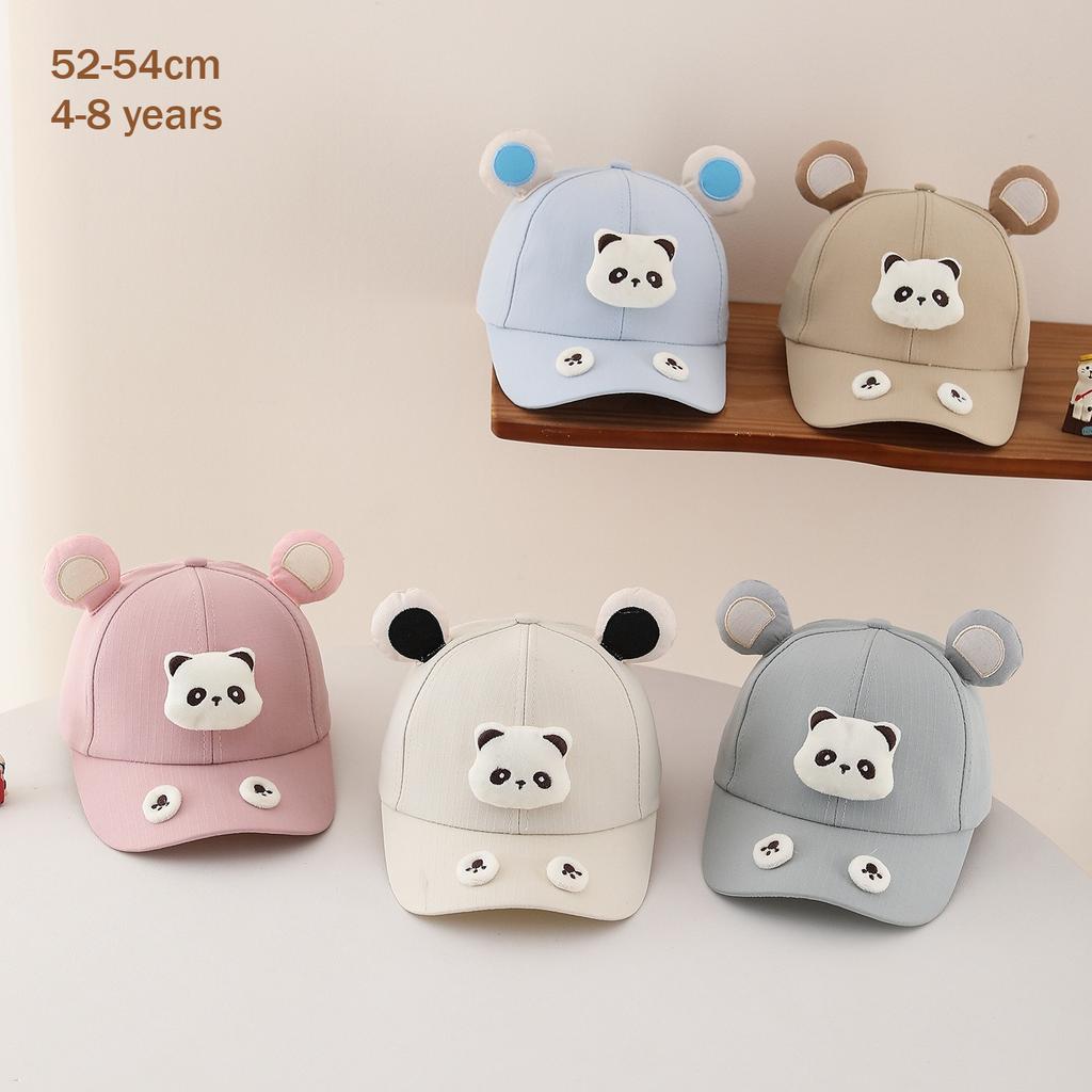 Girls Cute Panda Plush Hat 52-54cm 4-8 Years Spring Summer Kids Baseball Cap New Style Cartoon Hat Sun Protection for Children