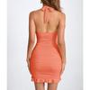 Women's European and American Sexy Hanging Neck Bag Buttocks Skirt Ruffle Edge Women's Skirt Fashionable Dress