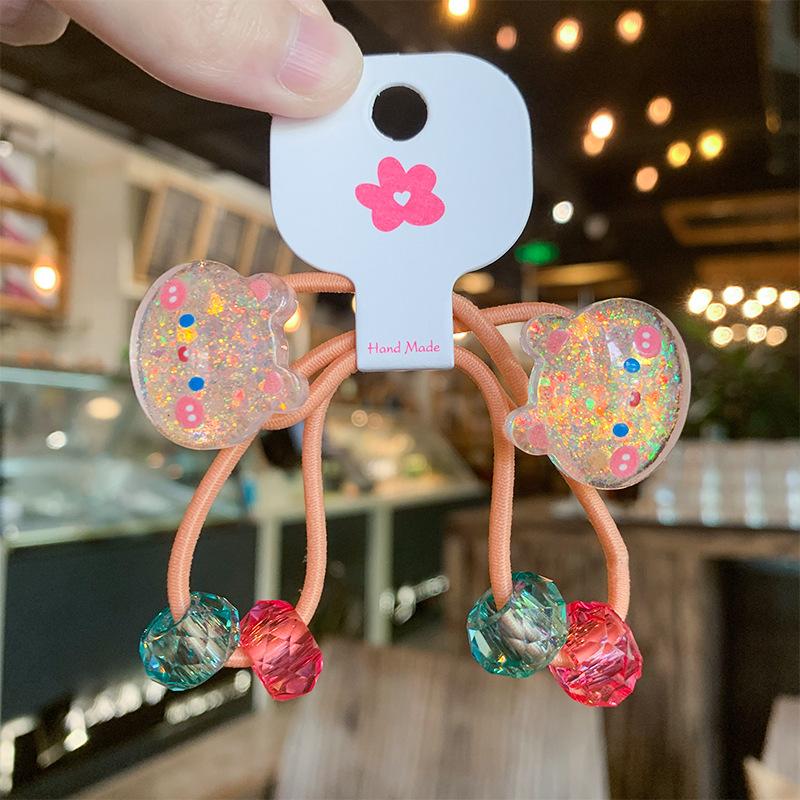 2 Stück/Set Kinder Cartoon Hase Elastische Haargummis Glitzer Blume Haargummi für Mädchen Niedliches Haarband Kinder Haaraccessoire