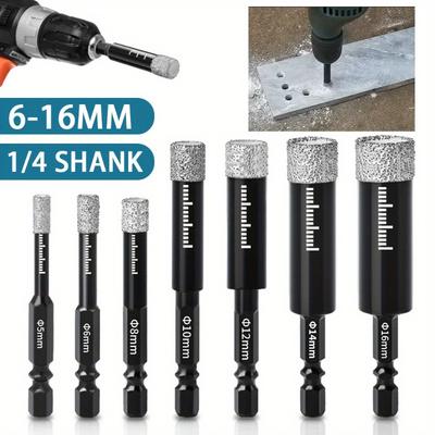 6pcs Diamond Drill Bits Tile Hole Opener,6-16mm Hexagonal Shank Dry Diamond Drill Bit Hole Saw For Tile Hole Opener Cutter
