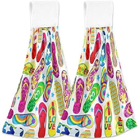 Winter Snowman Owl Kitchen Towels Christmas Snowflake Bathroom Hand Towel Hanging Tie Towel with Loop 2PCS, Soft Absorbent Dish Cloth Fingertip Towel