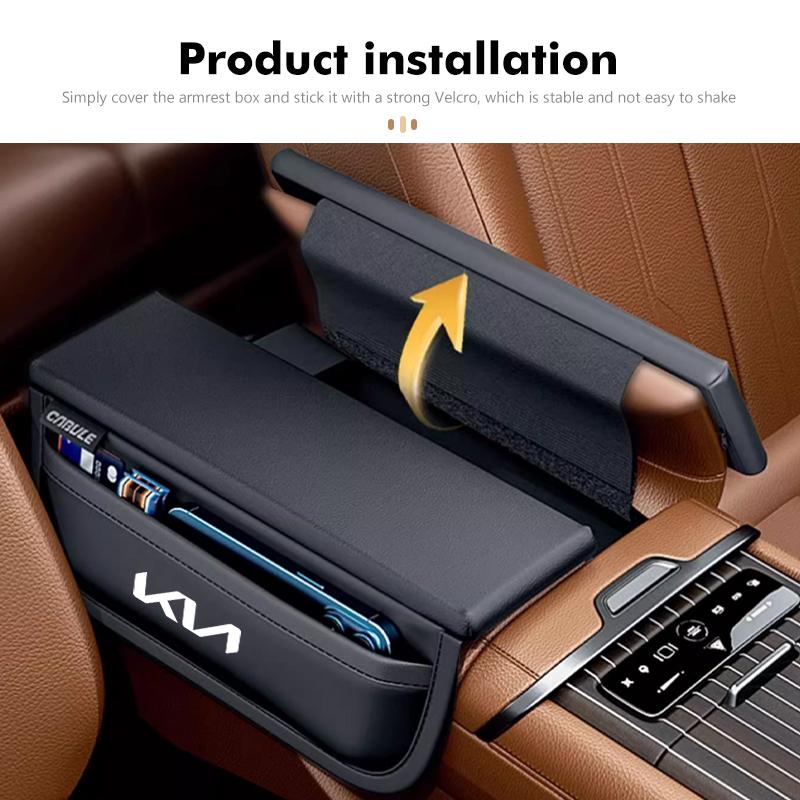 Car Storage Armrest Box Cover Leather Expand Space Organizer For KIA Ceed Sportage Rio K5 K2 Optima Cerato Venga Sedona
