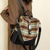 Women's New Fashionable Casual Plaid Woolen Backpack with Large Capacity and Lightweight Student Bag Shoulder Bag