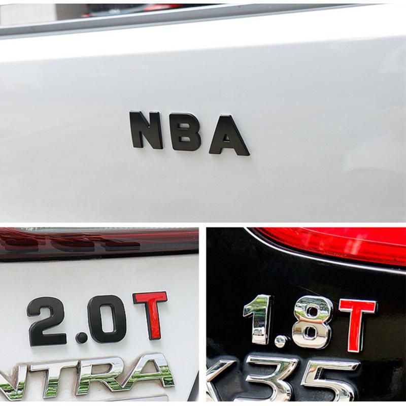 3D Metal DIY Letters Alphabet Numbers Emblem Decal Digital Badge Car Styling Rear Trunk Logo Sticker Accessories Motorcycle
