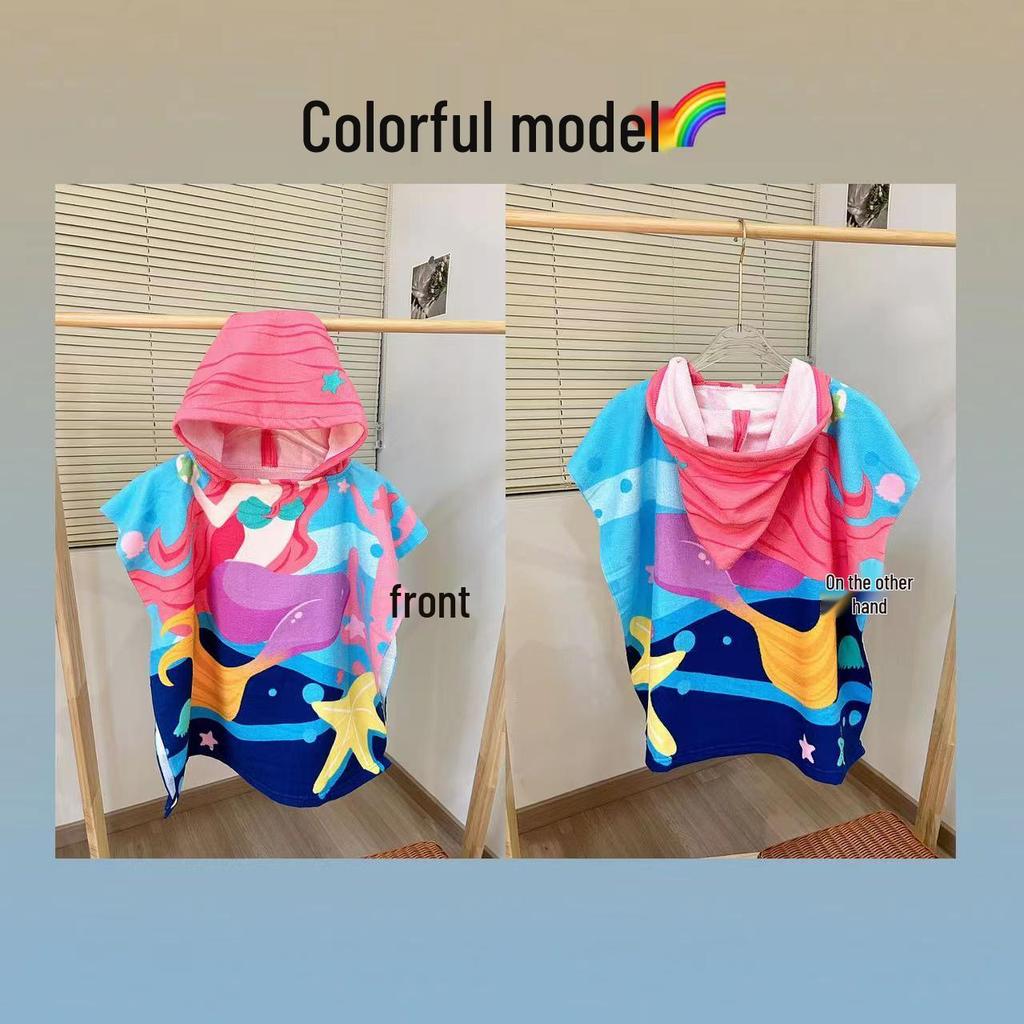 Adorable Cartoon Baby Bath Poncho - Soft, Skin-Friendly, Non-Shedding, Quick-Dry, Absorbent Towel