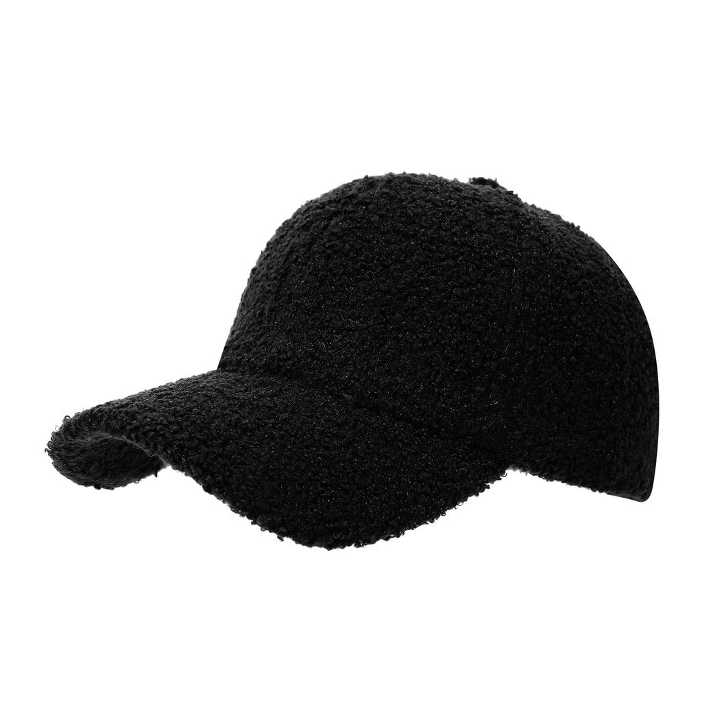 Solid Color Thickened Lamb Wool Baseball Cap Outdoor Cold-resistant, Warm and Windproof Korean Version of Men's and Women's Versatile Cap
