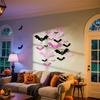 Pinks Bats For Wall Halloween 3D Bats Blush And Black DIY Wall Decal Bathroom Indoor Cute Pastels Halloween, PVC Door Bats Stickers For Home (48pcs)