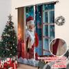 2pcs 2D Flat Printing Merry Christmas Popular Window Drapes Santa Claus Outside the Window Machine Washable Fabric Without