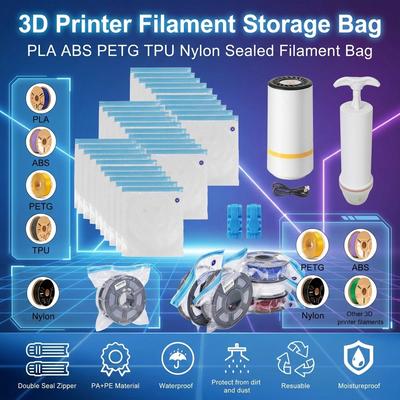 Sacchetto per Conservazione Filamento PLA ABS PETG TPU Nylon Sigillato Sacchetto Filamento Stampante 3D Pompa Asciugatore Conservazione Sicura Resistente all'Umidità Parte di Ricambio Stampante