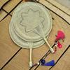 Straw Woven Fan, Traditional Small Cattail Fan, Portable Cattail Straw Round Fan, Ancient Style Folding Fan, Portable Children's Dance Folding Fan