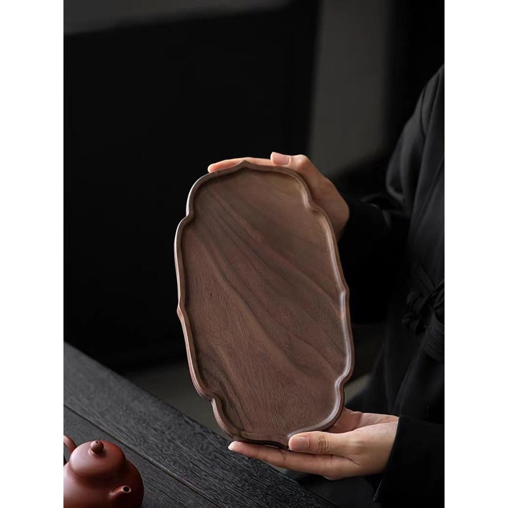 1PC Tea Tray Teaware Walnut Wood Tea Tray Dry Brewing Station Chinese Style Home Tea Set Zen Storage Teaware Sets Teapot Trivets