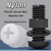 Nylon Round Head Cross Screw Washer Nut Set M2/M2.5/M3/M4/M5/M6 Used for Mechanical Acrylic Product Fixing Fastener White black