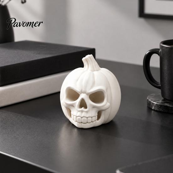 Festival Party Supplies 3D Printed Pumpkin Skull Figurine, Blank DIY Paint Halloween Spooky Desktop Ornaments Statue, Ornament for Decoration