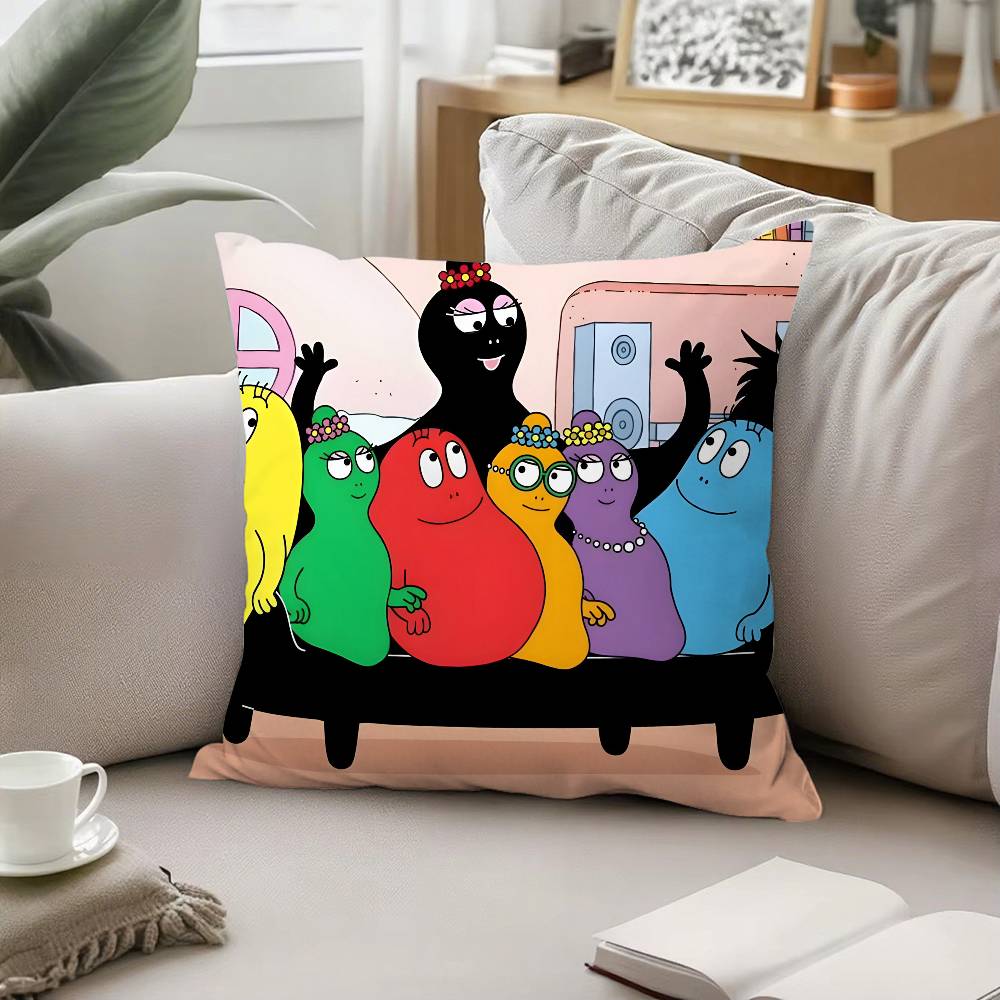 B-BarbapapaS-Cartoon Pillow Case Pattern Printed Pillowcase For Living Room Sofa Cushion Cover & Bedroom Decor