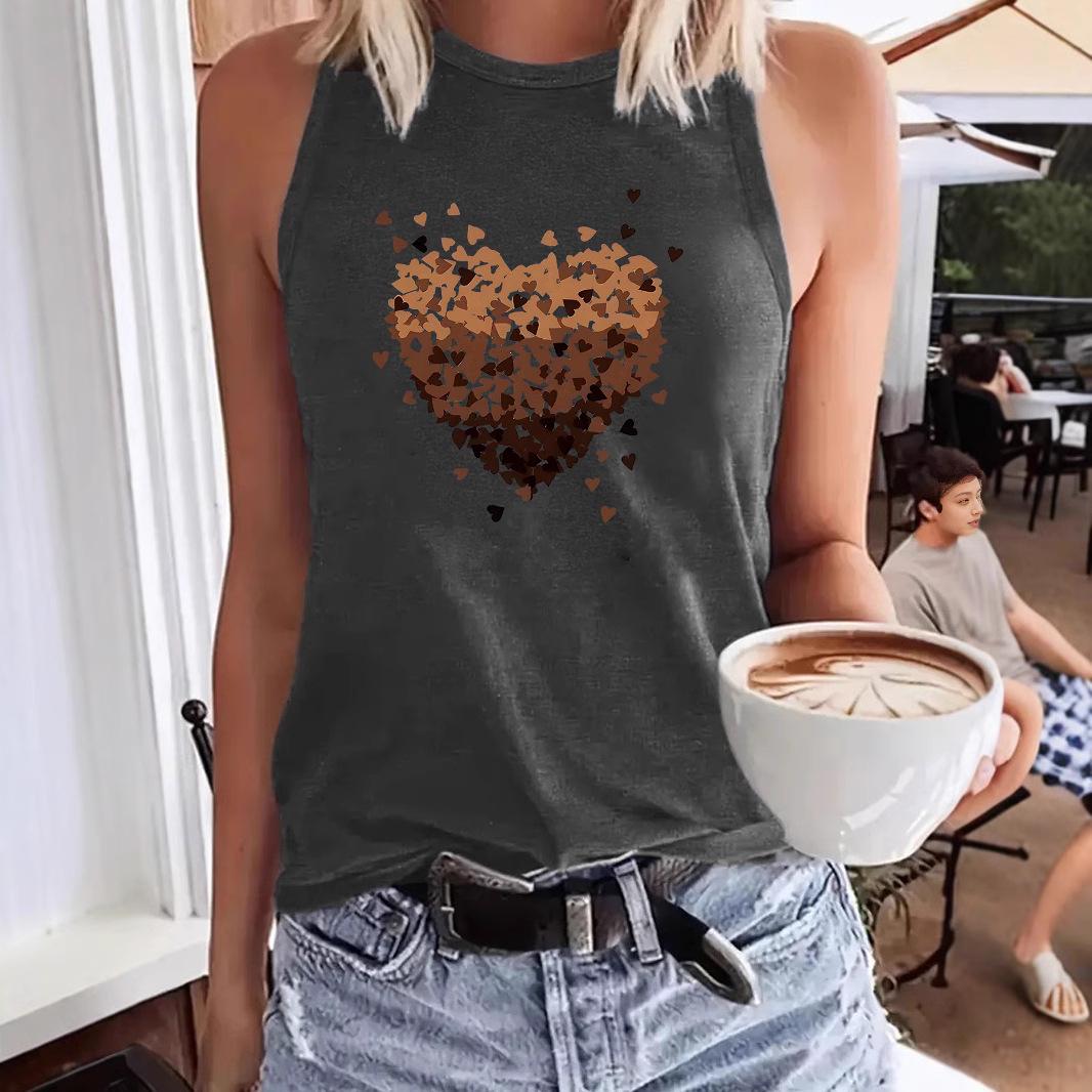 

Women s Heart Print Soft Tank Top Large темно-синий