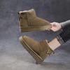Johnature Genuine Leather Thick Soled Snow Boots Cow Suede And Plush Warm Women's Cotton Shoes