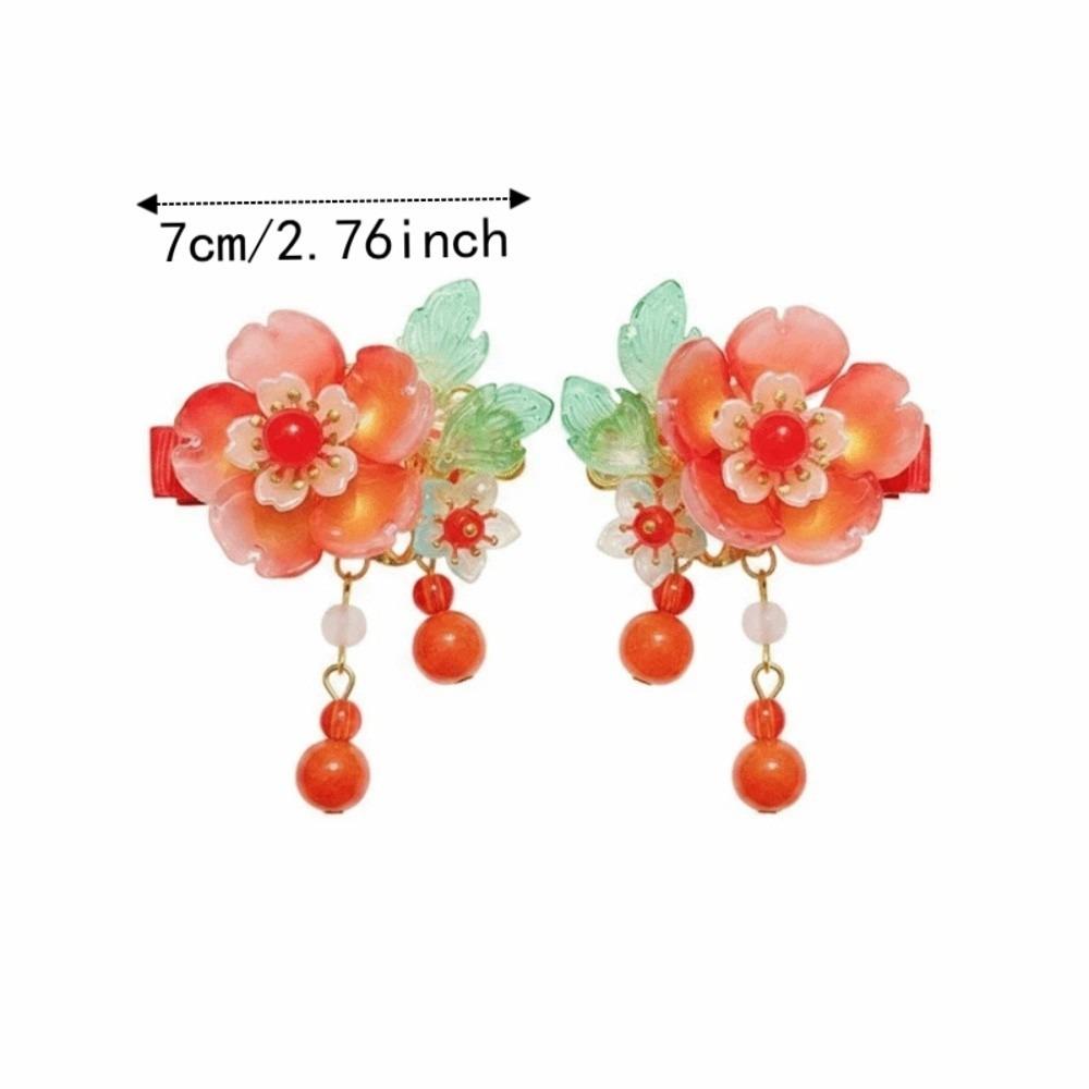 Fairy Hairpin Vintage Hanfu Headwear Traditional Cute Flower Hairpins Floral Colorful Tassel Hair Clips Cosplay