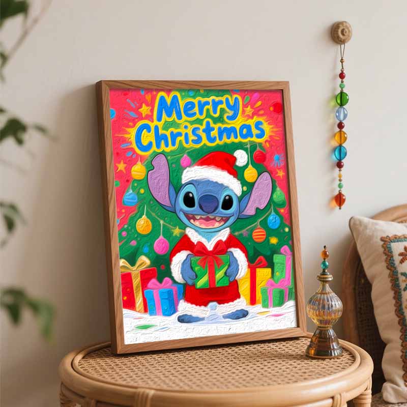Disney Stitch Christmas theme oil painting art kit handmade painting diy home decoration