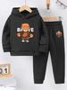2set Autumn and Winter New Casual Comfort Sports Style Warm Boy Print Warm Lining Hoodie and Tracksuit Pants