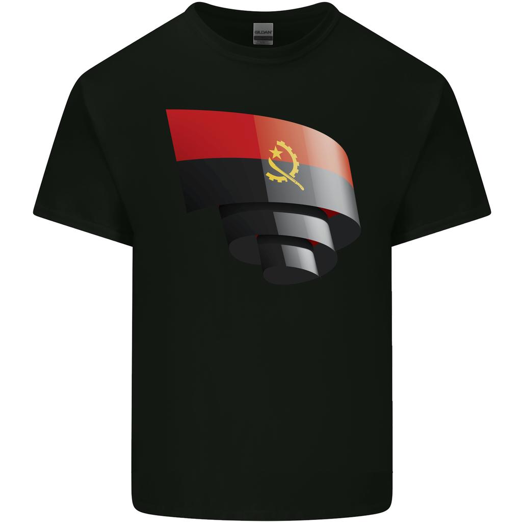Gekräuselte Angola Flagge Angolanischer Tag Fußball Unisex Leichtes Baumwoll T-Shirt