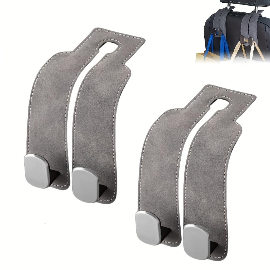 1 Pack Durable PU Leather Car Seat Back Hook - 360° Rotating Headrest Storage Bags and Accessories, Compatible with Most Vehicles