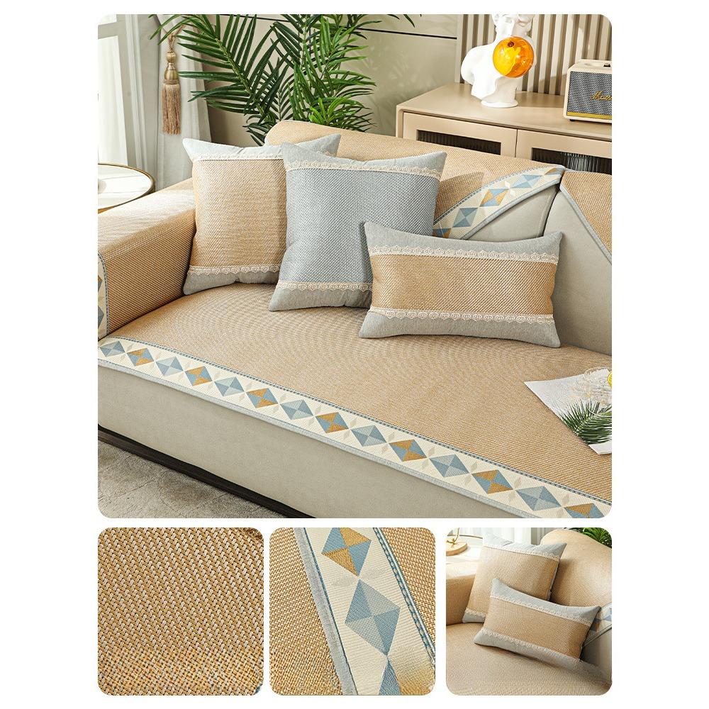 Summer Sleeping Mat Sofa Cushion Cooling Mat for Summer Popular Solid Wood Leather Sofa Cover Slipcover Full Covered Cushion