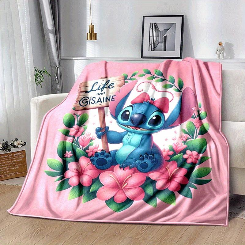 1pc Cute Stitch Printing Blanket - Soft, All-Season Throw for Living Room, Gift with Adorable Cartoon Design