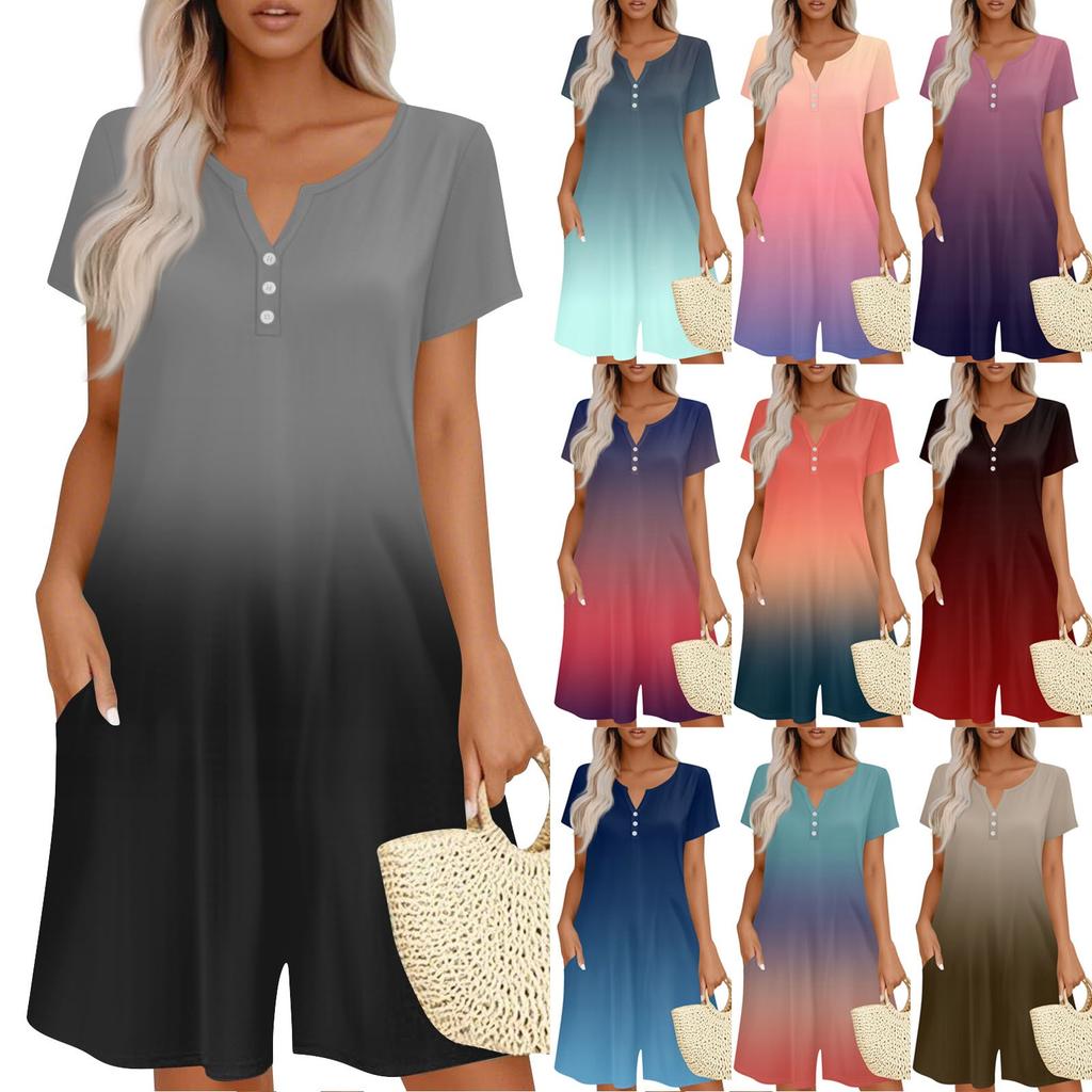 Salopetă casual cu mânecă scurtă pentru femei, salopetă la modă, pantaloni scurți, cu buzunare