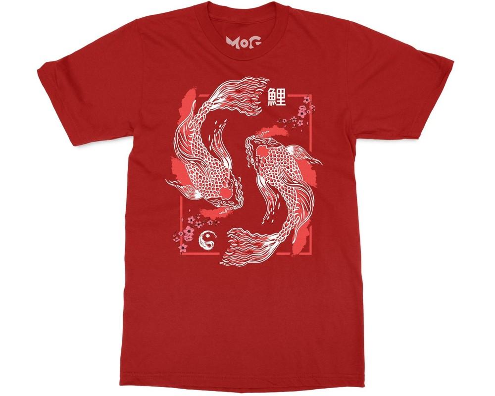 Yin Yang Koi Fish Wave TShirt Retro Art Cherry Blossom Japanese Graphic Shirt S
