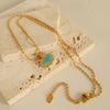 Yori Fashion Natural Stone Pendant Necklace 18K Gold Plated Hypoallergenic Stainless Steel Daily Wear Jewelry New