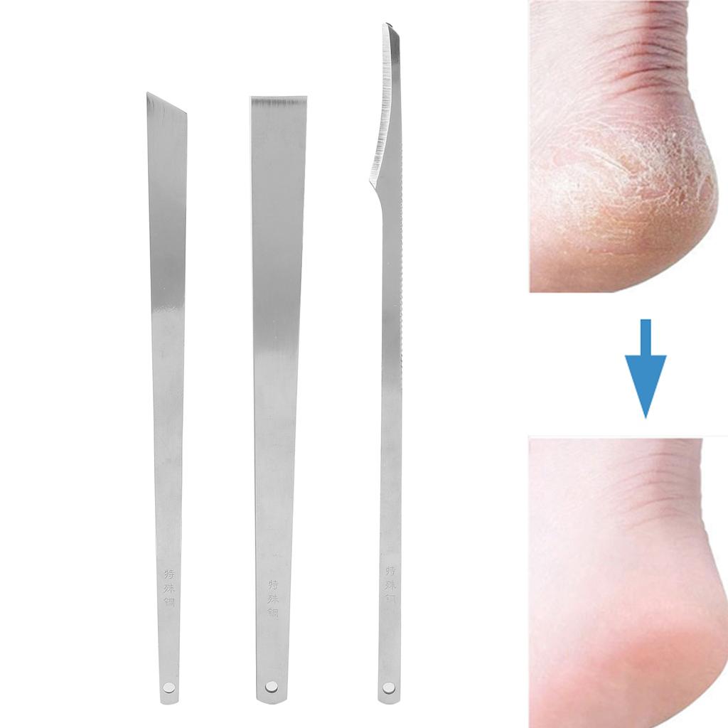 3pcs Pedicure Knife Set Blade Knife Scraper Knife Cuticle Remover Steel Toenail Correction Tools