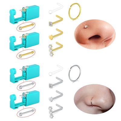 7 részes orr piercing készlet Orrkarika piercing készlet, Orr piercing készlet orrkarikákkal Eldobható orr piercing pisztoly készlet