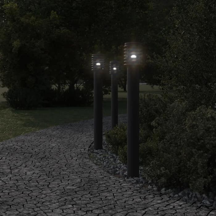 VidaXL Lampadaire d'extérieur noir 110 cm acier inoxydable, éclairage au sol d'extérieur, éclairage au sol de jardin, 4006363
