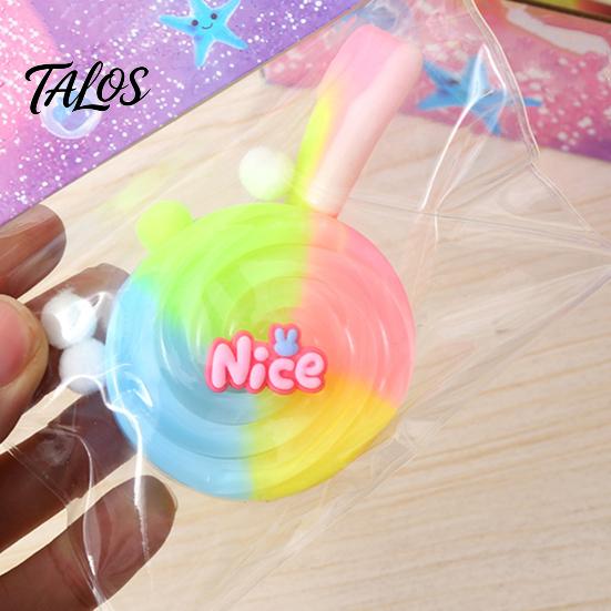 Stress Relief Lollipop Toy Colorful Squeeze Multicolor Candy Sensory TPR Pinch Decompression Simulated Food Fidget