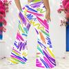 Women Plus Size High Waist Geometric Printed Full Length Flared Pants