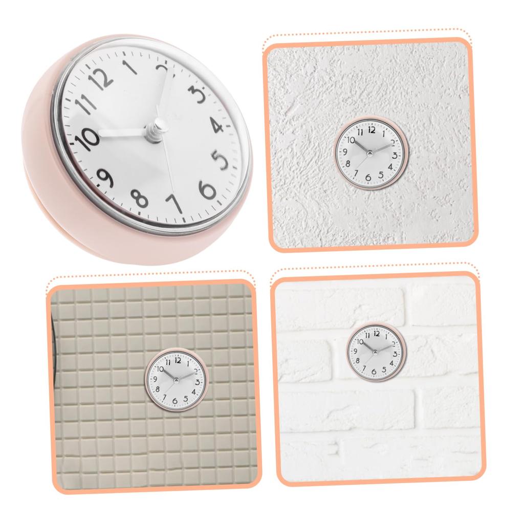 FRCOLOR Shower Clock, Wall Clock, Mini Wall Clock for Bathroom, with Suction Cup, Stylish, Waterproof, Silent, for Kitchen, Toilet, and Home Use,