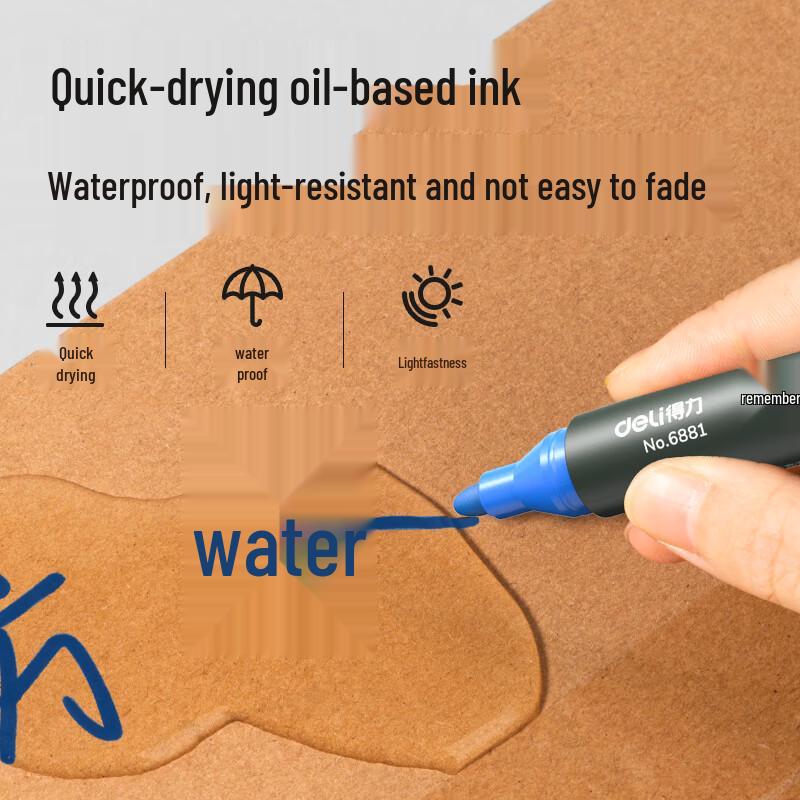 Deli Thick Tip Oil-Based Marker Pens, 10-Pack