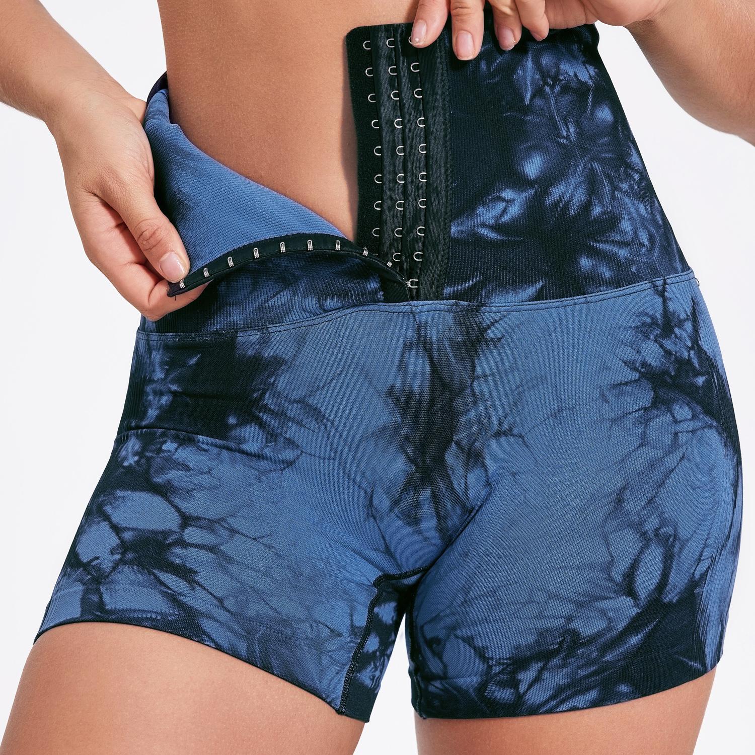 

Шорты для йоги Tie Die, колготки с высокой талией для женщин, корректирующее белье, шорты для тренировки живота, фитнеса XL