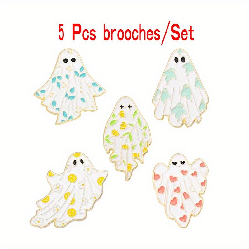 

5pcs set of Halloween alloy brooch combination series cartoon cute little ghost shaped badge decorations