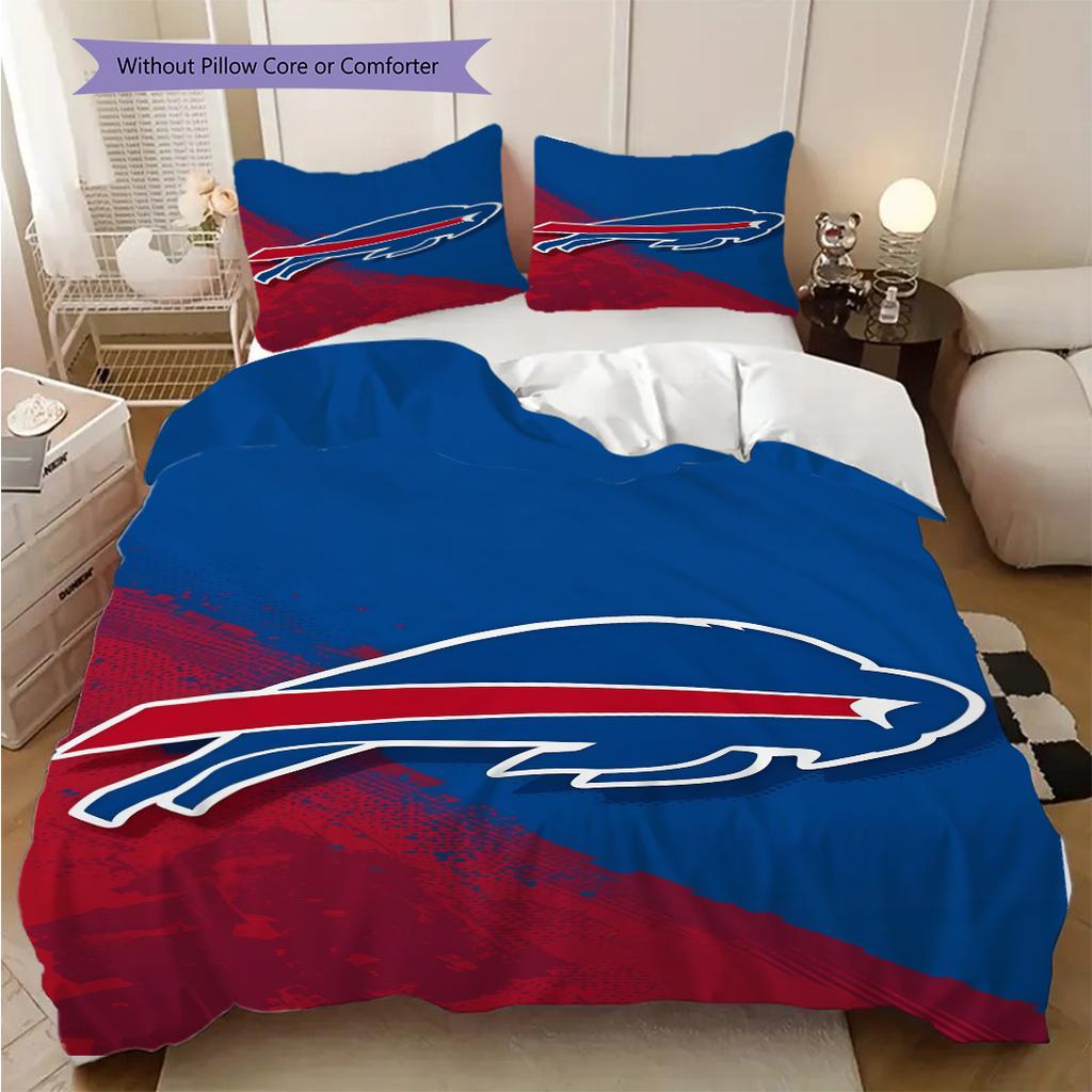 Set di tre pezzi Spirito di squadra Buffalo Bills(1 * copripiumino + 2 * federa, senza nucleo)Set biancheria da letto Morbido e confortevole Copripiumino e federa