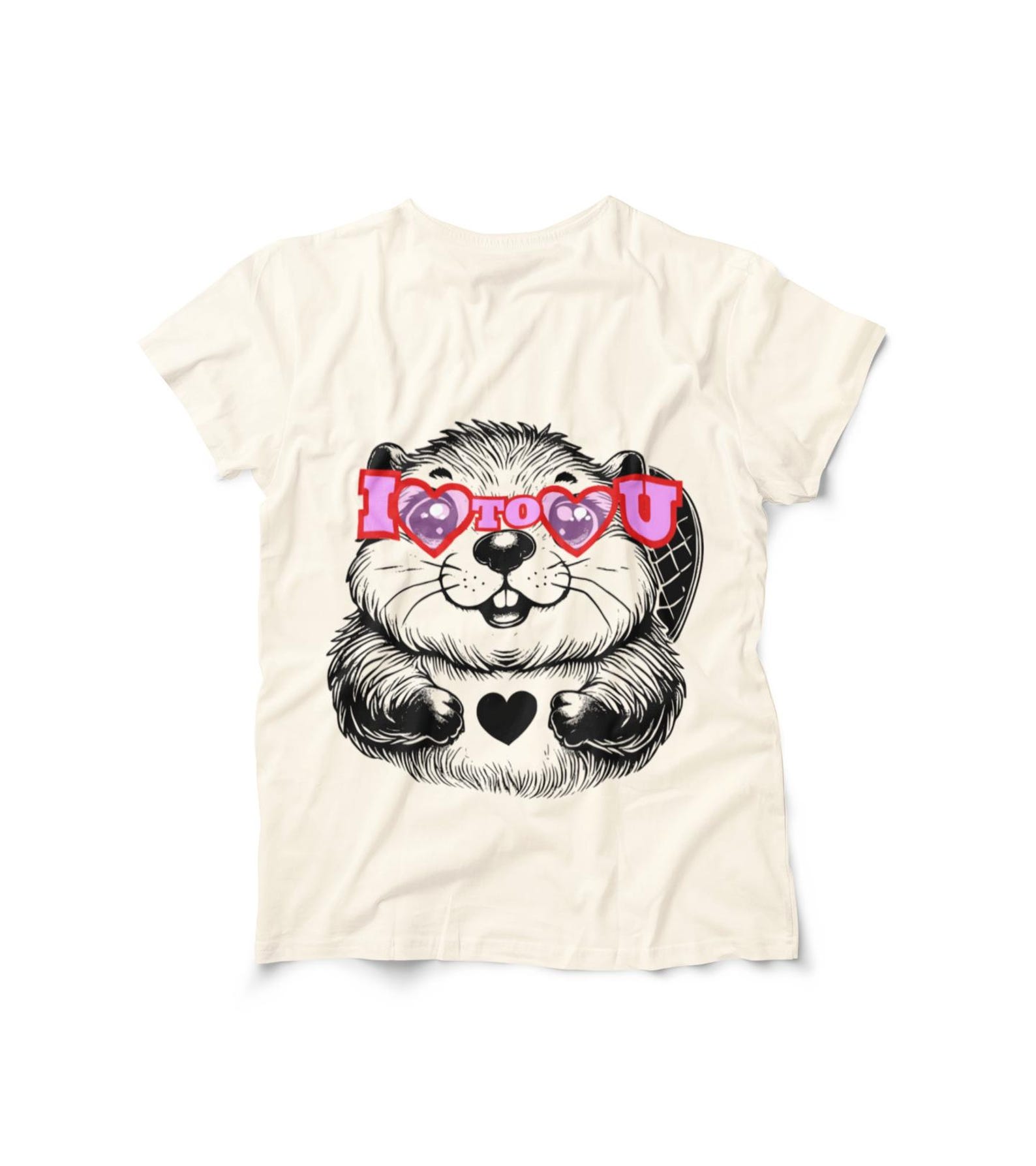 Beaver Heart Sign I Love To Love You T-shirt | Vintage Valentines Tee M