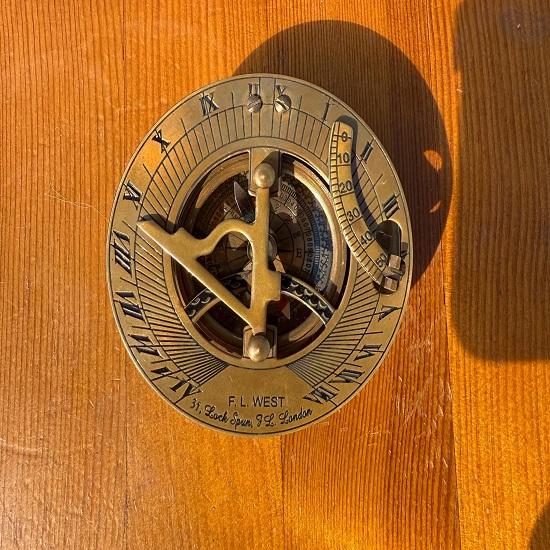 Brass Sundial Compass with Wooden Box Nautical Decor Gift