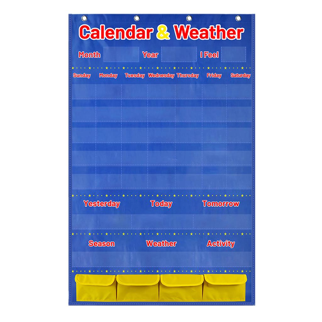 Kalender Väder Fickdiagram Klassrum Månadskalenderdiagram med 114 Kort för Klassrum Förskola Hemskola