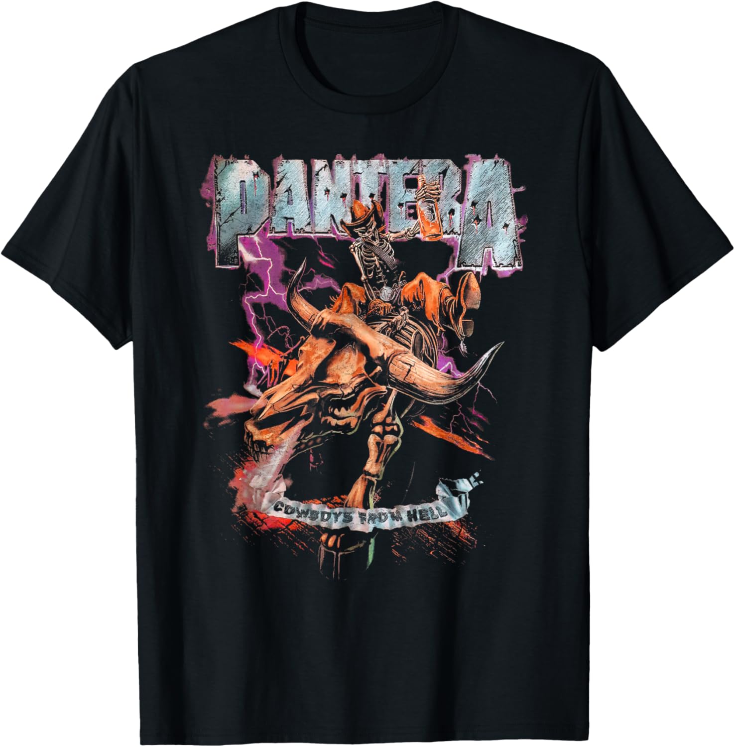 Pantera Official Cowboys From Hell Riding Skeleton T-Shirt Unisex T-Shirt S