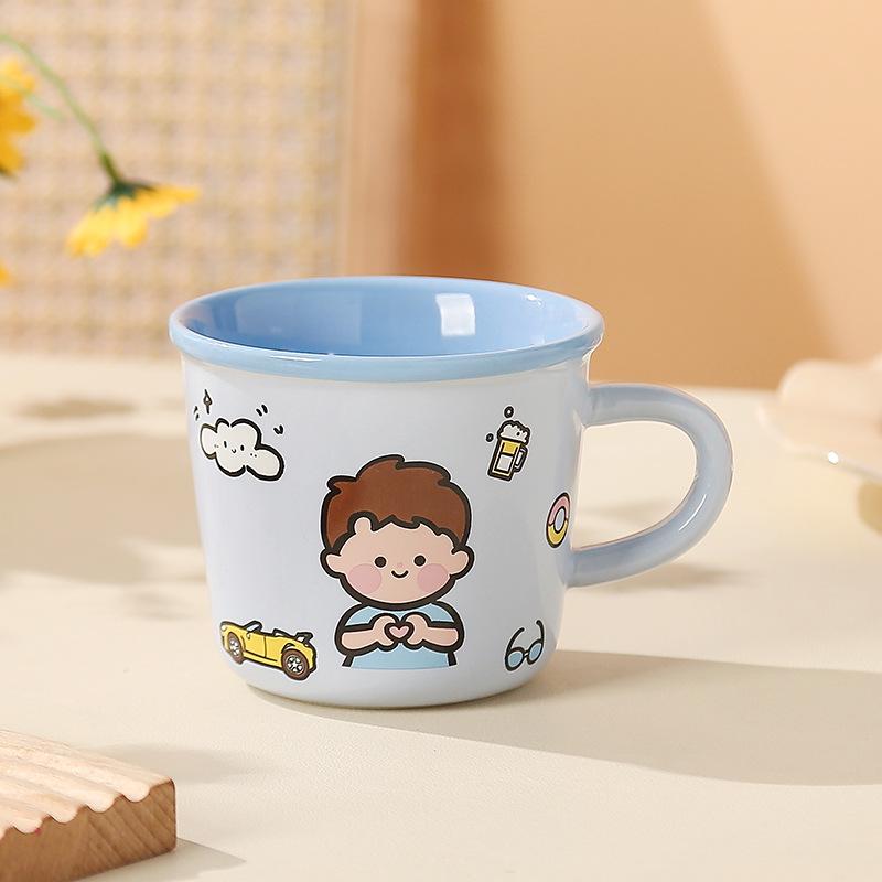 Hrnek pro rodiče a děti, roztomilá sada keramických hrnků, speciální pohár na vodu pro čtyřčlennou rodinu, domácí snídaňový hrnek na mléko pro děti